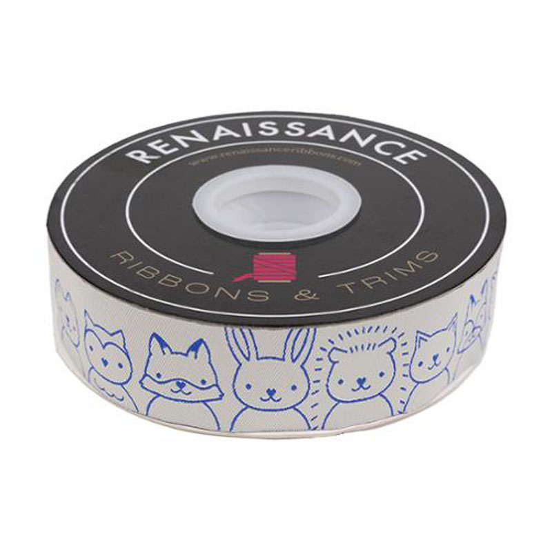 Ribbon  Sup Animals 1 1/2" 13.7 Mtr Sp 38mm Col 1 By Rashida Coleman-Hale For Moda - White