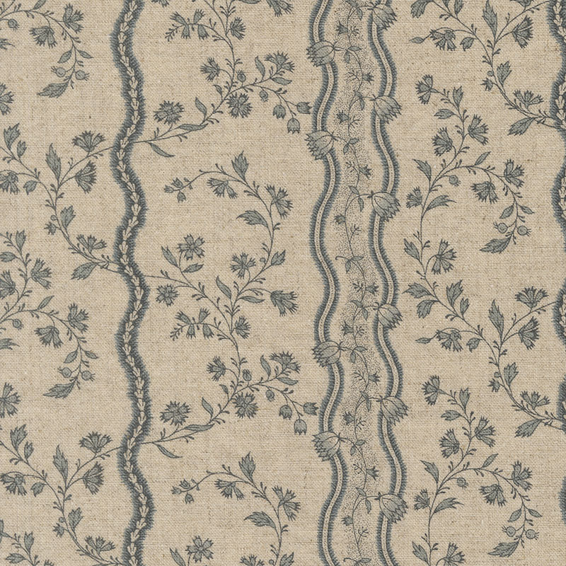 Fleur De Paris By French General For Moda - Mochi Linen 70% Cotton 30% Linen - Pearl French Blue