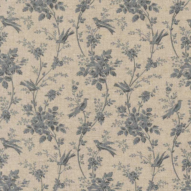 Fleur De Paris By French General For Moda - Mochi Linen 70% Cotton 30% Linen - Pearl French Blue