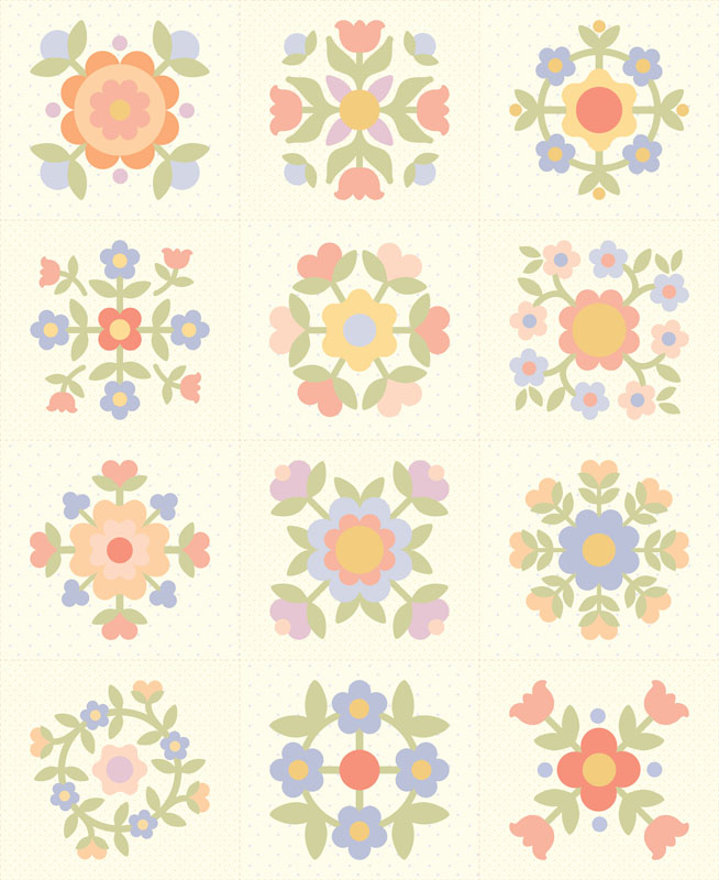 Pastel Prairie By My Sew Quilty Life For Moda - 36" X 45" Panel - Porcelain