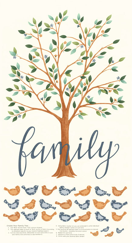 Family Tree By Deb Strain For Moda - 24" X 45" Panel - Warm White