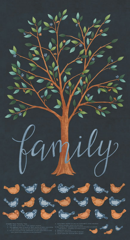 Family Tree By Deb Strain For Moda - 24" X 45" Panel - Night Sky