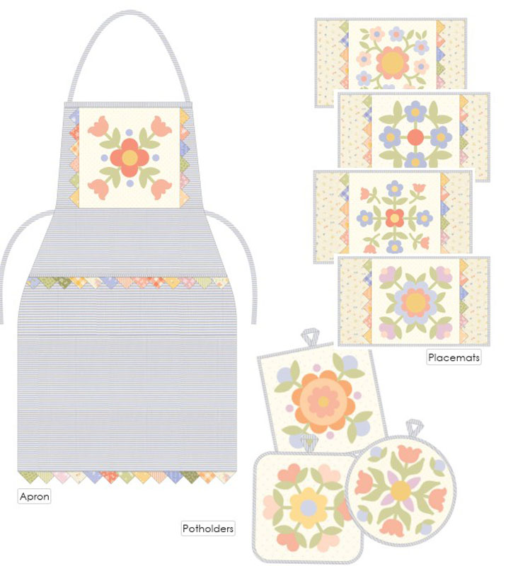 Prairie Kitchen Apron And Accessories Pattern By My Sew Quilty Life For Moda - Minimum Of 3