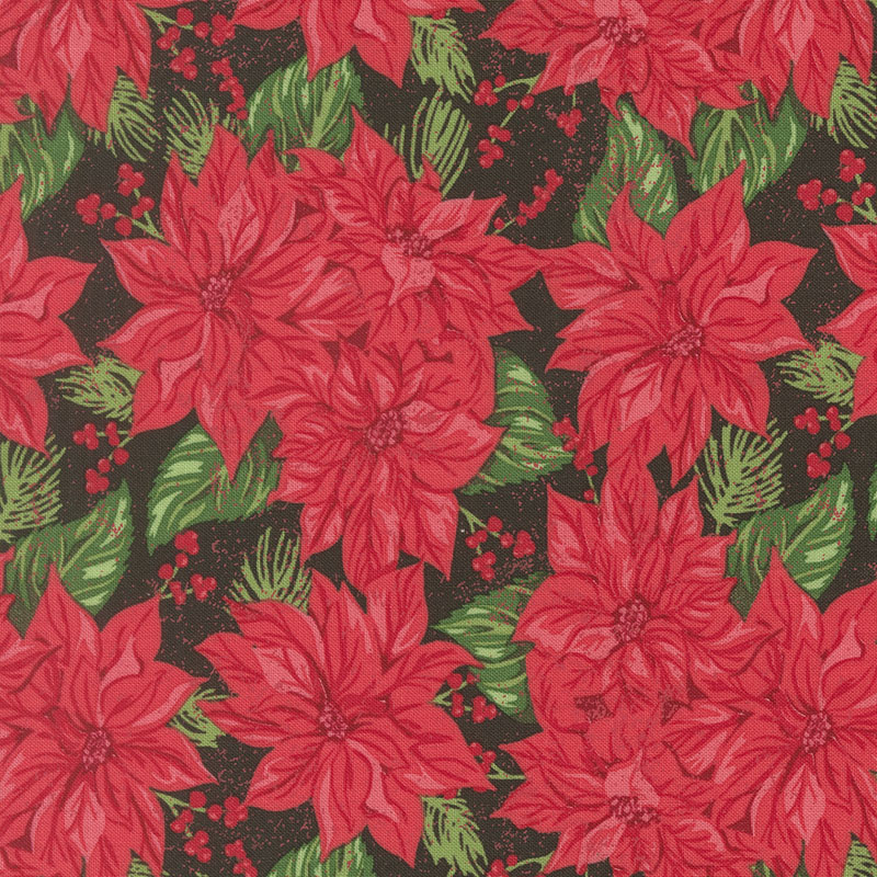 Holiday Cheer By Stacy Iest Hsu For Moda - Midnight-Poinsettia