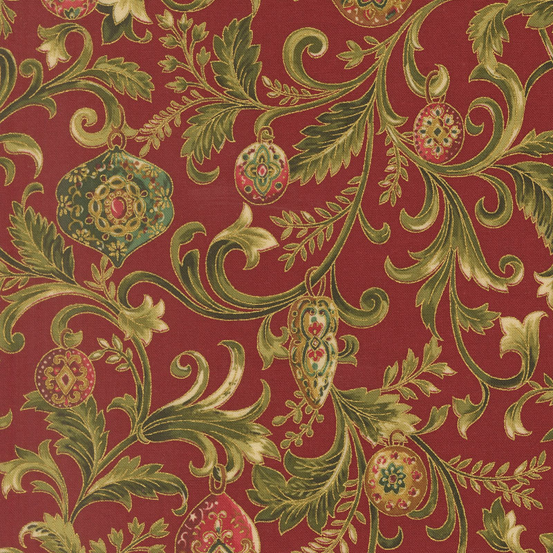 Merry Manor Metallic 2025 By Moda  - Crimson