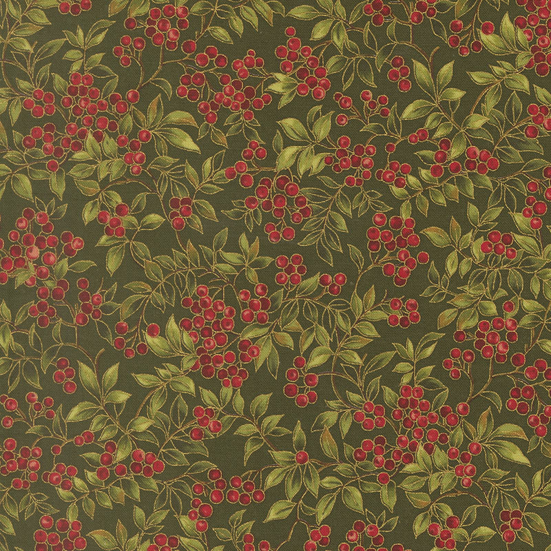 Merry Manor Metallic 2025 By Moda  - Evergreen