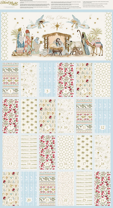 Silent Night By Watercolour Heart For Moda - Digital Print - 24" X 45" Panel - Lamb