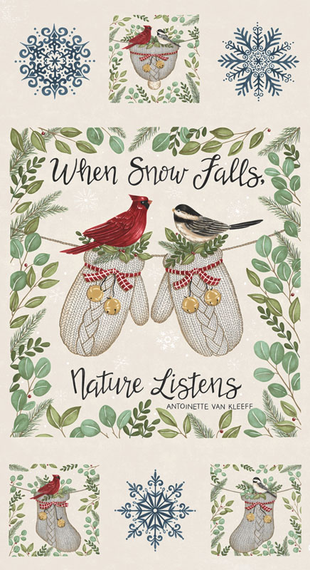 When Snow Falls By Deb Starin For Moda - 24" X 45" Panel - Snowy White