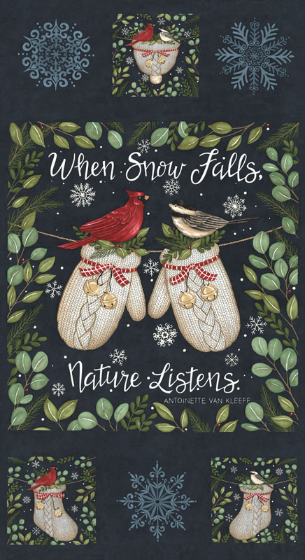 When Snow Falls By Deb Starin For Moda - 24" X 45" Panel - Night Sky