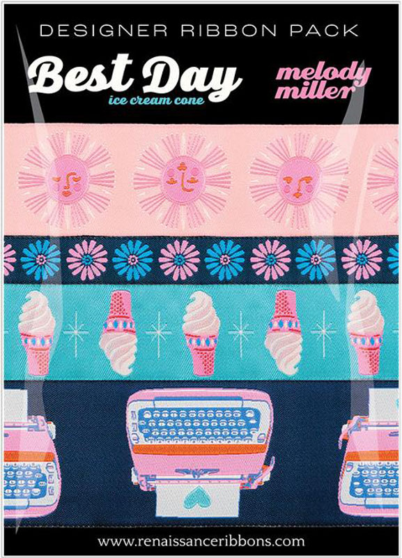Designer Ribbon Pack Best Day Ice Cream Cone 4 Pcs 1 Yd Each By Melody Miller