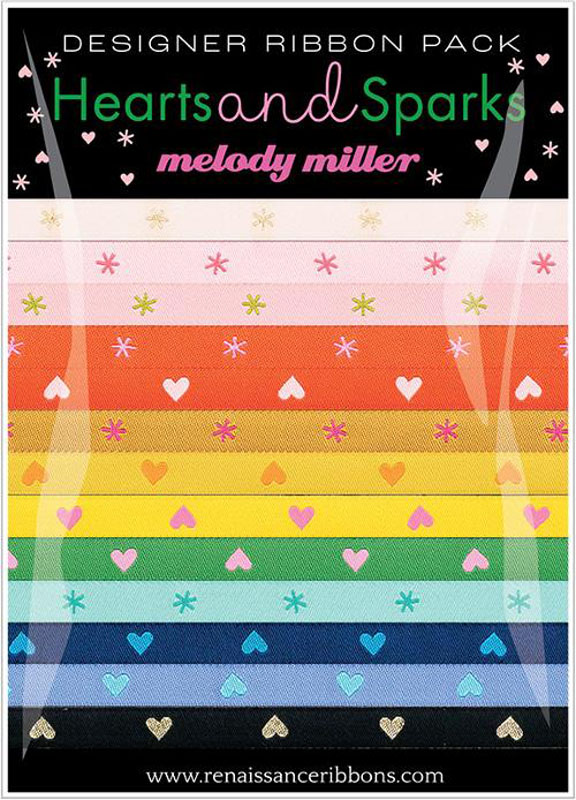 Designer Ribbon Pack Hearts And Sparks 13 Pcs 1 Yd Each By Melody Miller