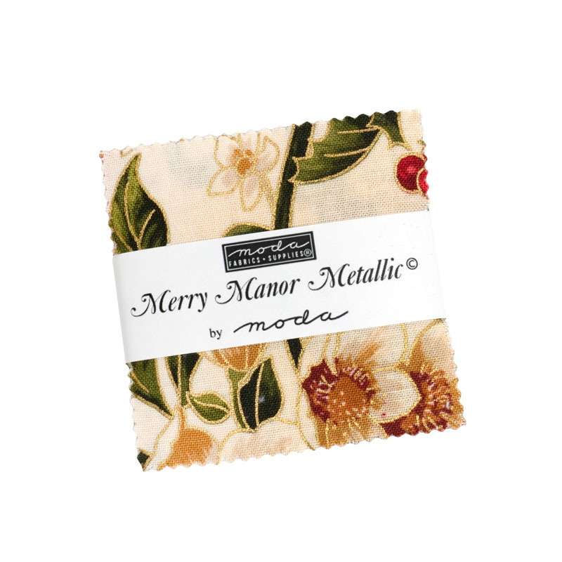 Merry Manor Metallic 2025 Mini Charm Packs By Moda - Packs Of 24