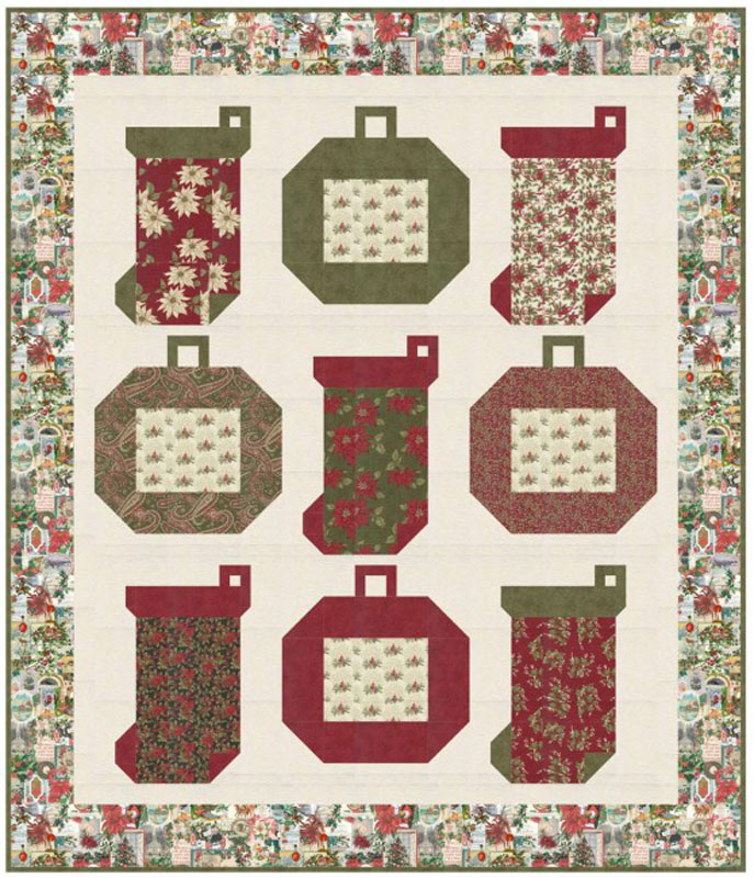 Christmas By The Fireplace Pattern By Lavender Lime For Moda - Min. Of 3
