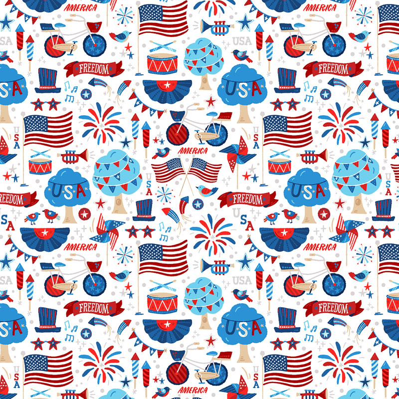Home Of The Brave By Zirkus Designs For Rjr Fabrics - Star-Spangled Whimsy - Simply White