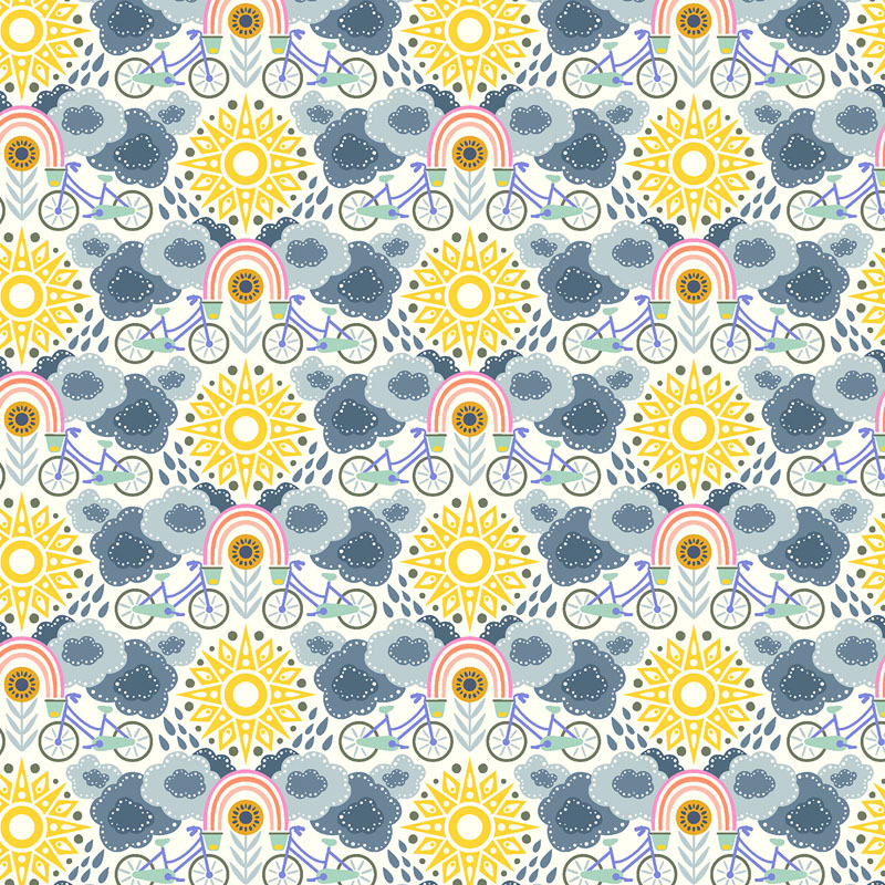 Hello Sunshine By Cotton + Steel For Rjr Fabrics - Rain Or Shine - Downpour Blue