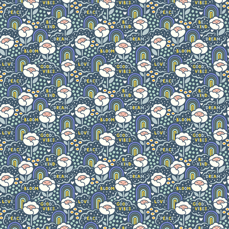 Hello Sunshine By Cotton + Steel For Rjr Fabrics - Good Vibes - Bella Blue