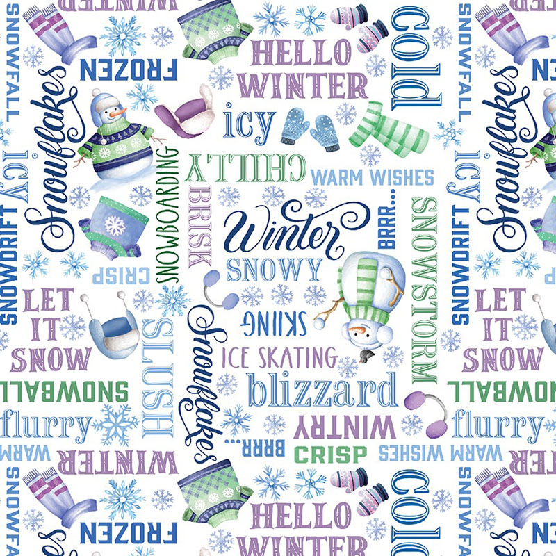 Snowflake Wishes By Kanvas Studio For Benartex - Digitally Printed - White