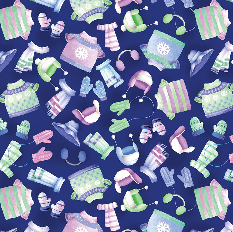 Snowflake Wishes By Kanvas Studio For Benartex - Digitally Printed - Navy