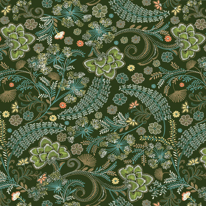 Majestic Garden By Kanvas Studio For Benartex - Metallic - Hunter Green