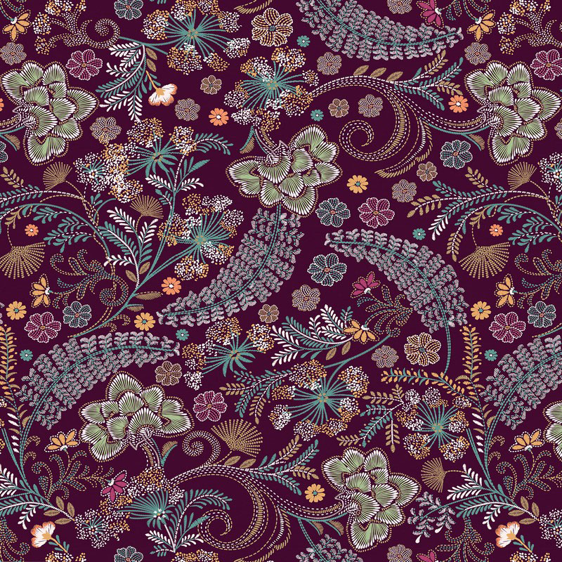 Majestic Garden By Kanvas Studio For Benartex - Metallic - Wine