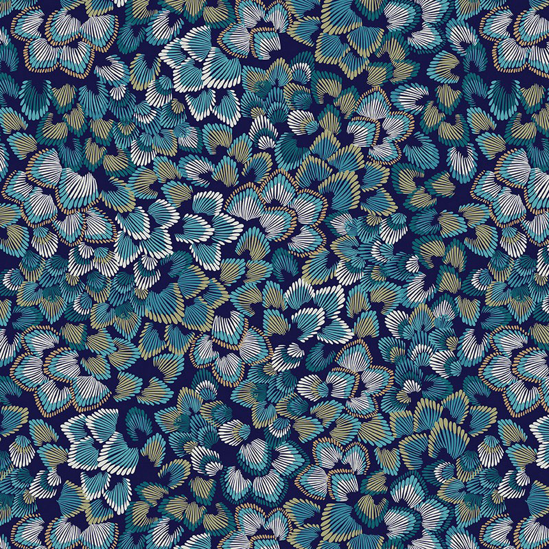 Majestic Garden By Kanvas Studio For Benartex - Metallic - Navy
