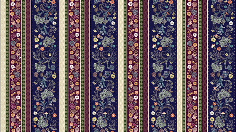 Majestic Garden By Kanvas Studio For Benartex - Metallic - Navy/Multi