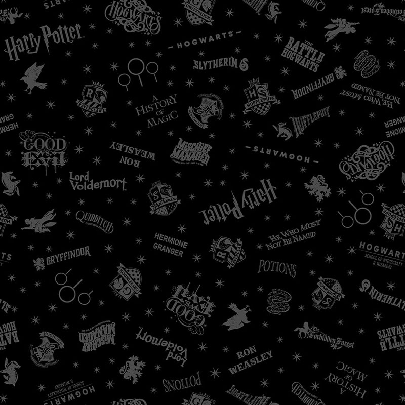 Harry Potter Minkee 60" Wide By Warner Brothers For Benartex - Black