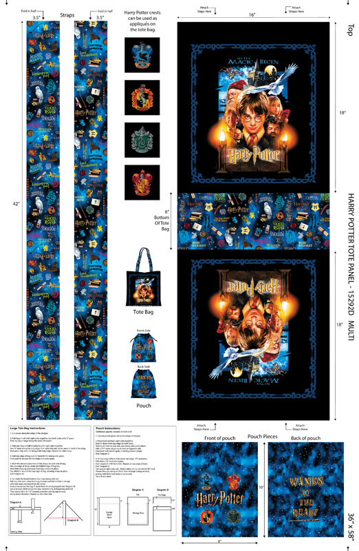 Harry Potter 2nd Edition By Warner Brothers For Benartex - Harry Potter Tote Panel 60" - Multi