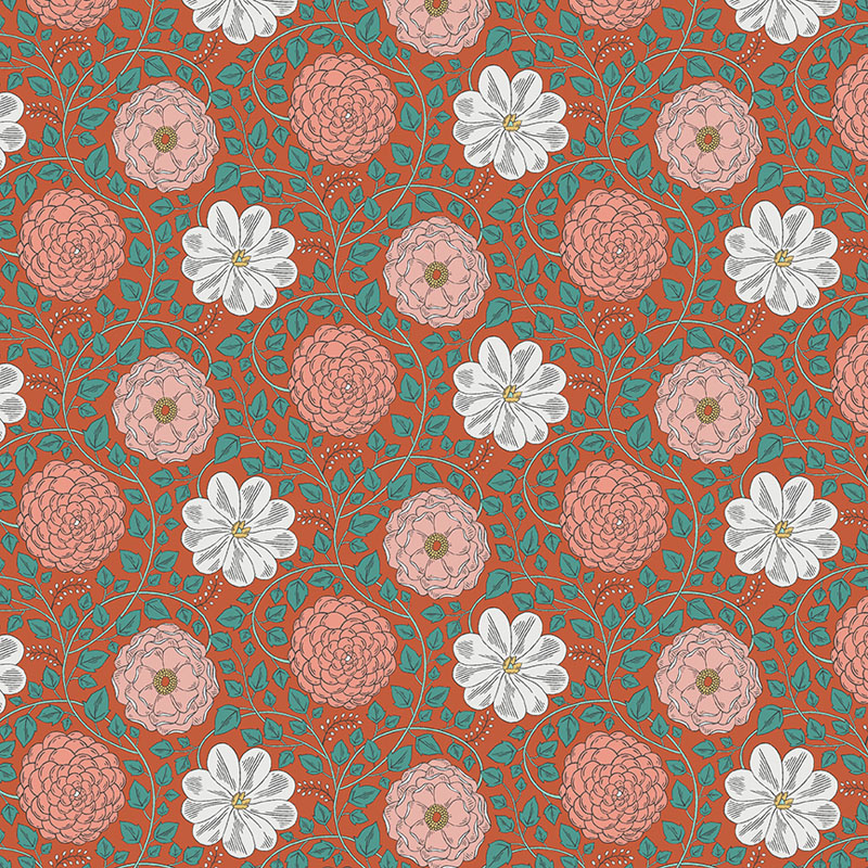 Blooming Color Harmony By Contempo Studio For Benartex - Dark Coral