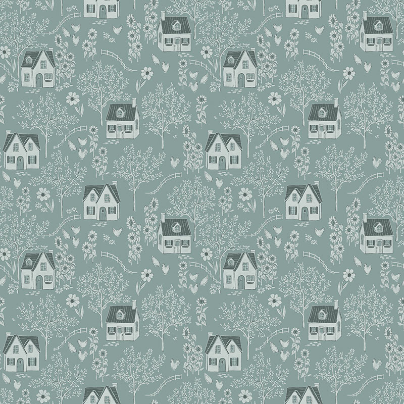 Heirloom Garden By Fox And Fable For Benartex - Digitally Printed - Blue