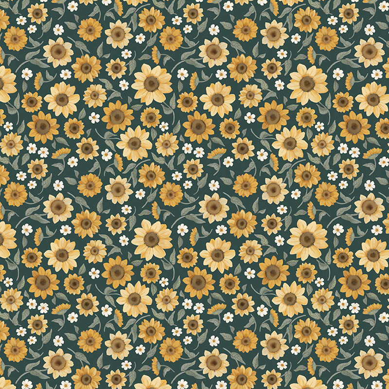 Heirloom Garden By Fox And Fable For Benartex - Digitally Printed - Dark Teal