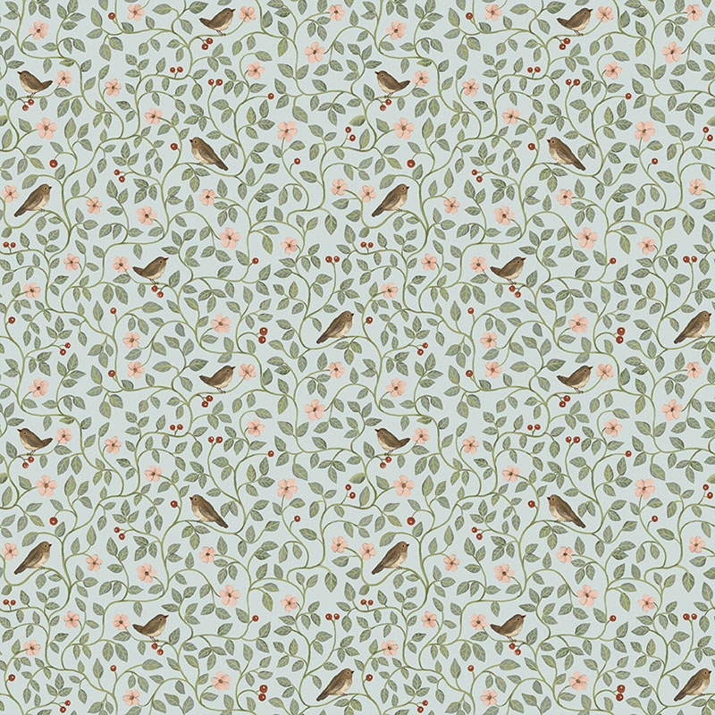 Heirloom Garden By Fox And Fable For Benartex - Digitally Printed - Light Blue