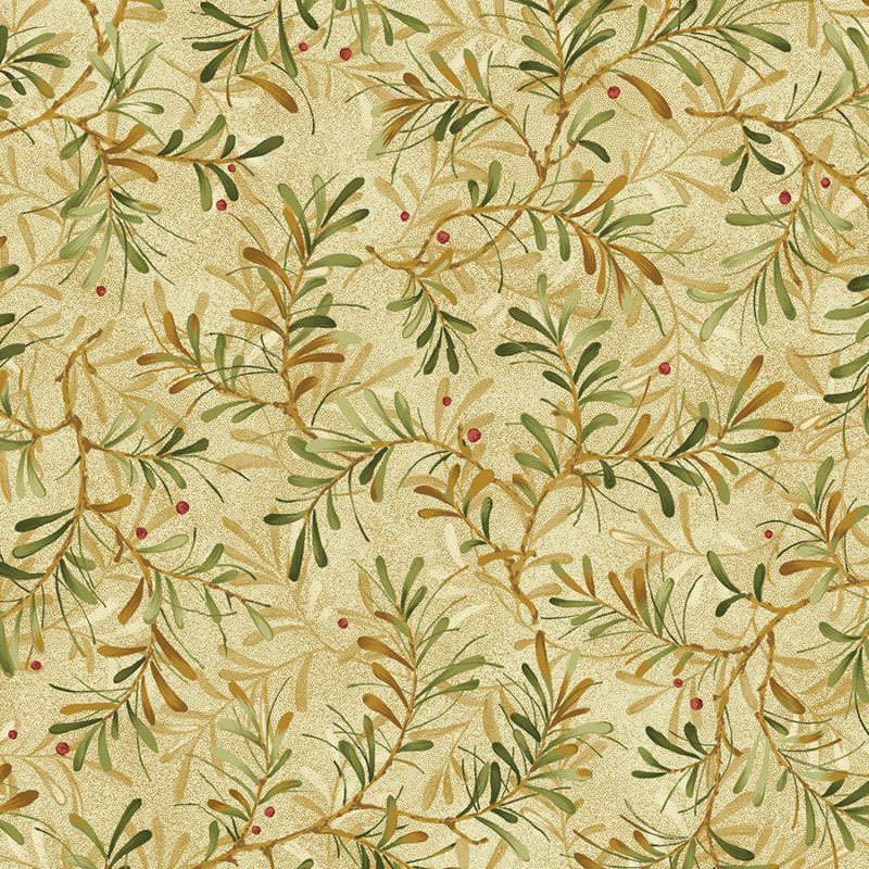 Star Of Wonder 108" Wide By Nancy Halvorsen For Benartex - Ecru/Moss