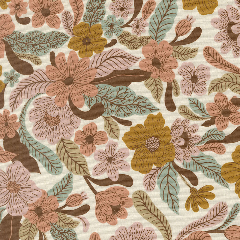 Feather And Forest Bloom By Linn Warme For Moda - Digital Print - Cloud