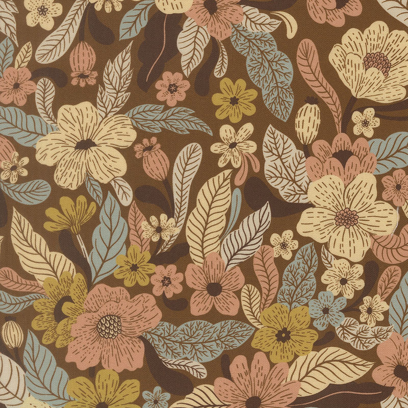 Feather And Forest Bloom By Linn Warme For Moda - Digital Print - Walnut