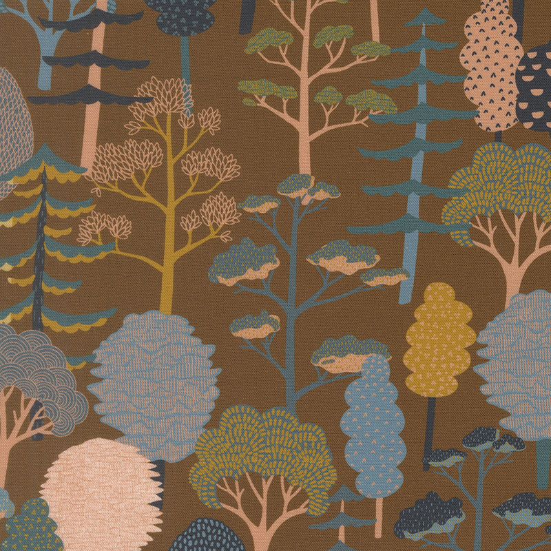 Feather And Forest Bloom By Linn Warme For Moda - Digital Print - Walnut