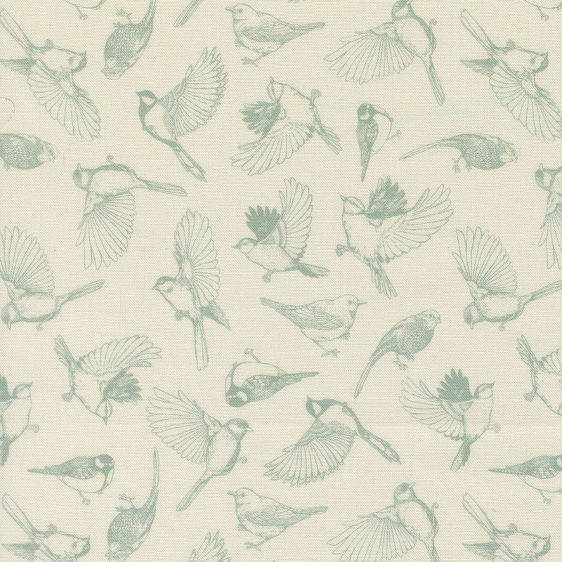 Feather And Forest Bloom By Linn Warme For Moda - Digital Print - Cloud