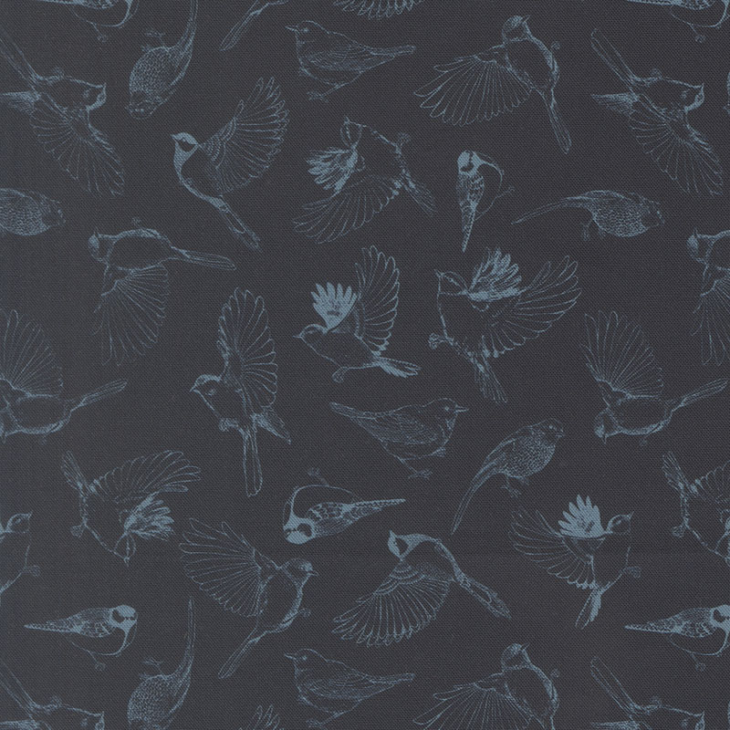 Feather And Forest Bloom By Linn Warme For Moda - Digital Print - Midnight