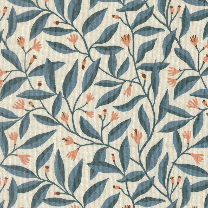 Feather And Forest Bloom By Linn Warme For Moda - Digital Print - Azure