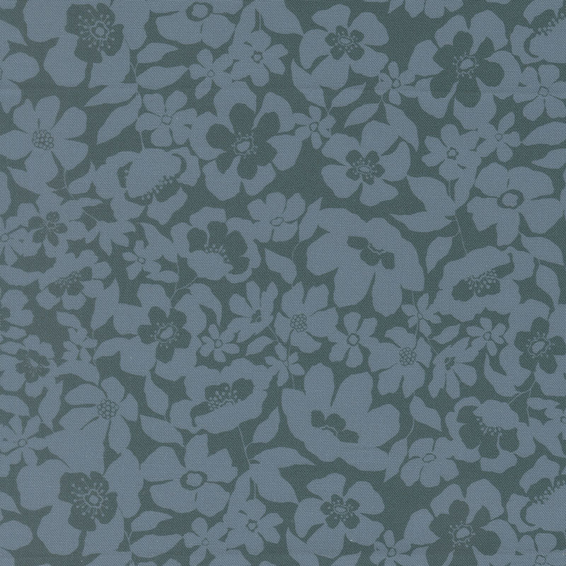 Feather And Forest Bloom By Linn Warme For Moda - Digital Print - Azure