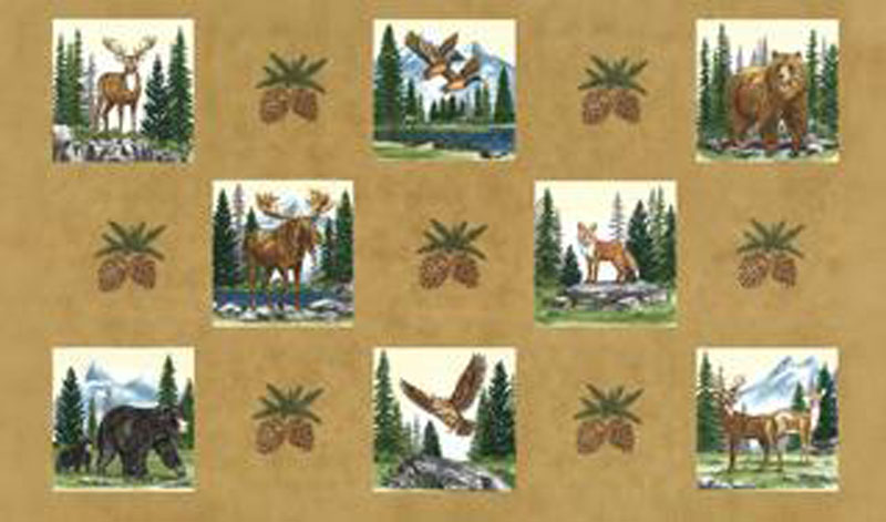 Northwoods Lodge By Deb Strain For Moda - 24" X 45" Panel - Fawn
