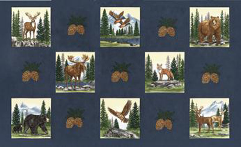 Northwoods Lodge By Deb Strain For Moda - 24" X 45" Panel - Midnight