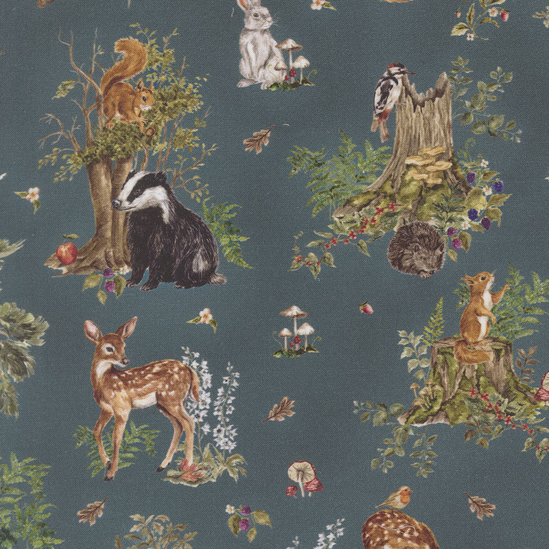 Fable And Fern By Watercolour Heart For Moda - Digitally Printed - Indigo