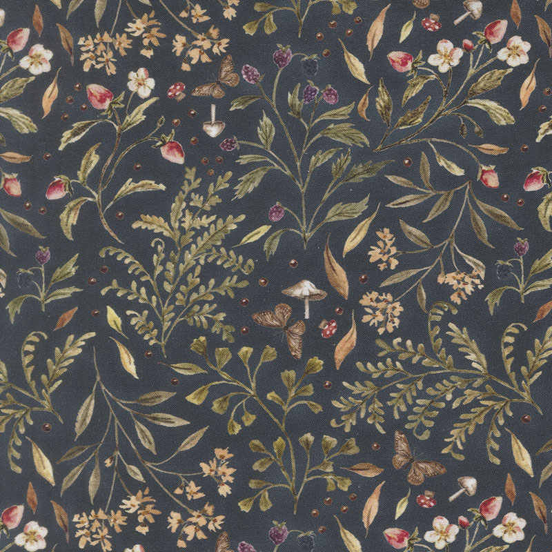 Fable And Fern By Watercolour Heart For Moda - Digitally Printed - Indigo