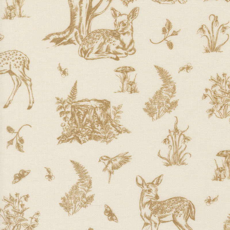 Fable And Fern By Watercolour Heart For Moda - Digitally Printed - Golden