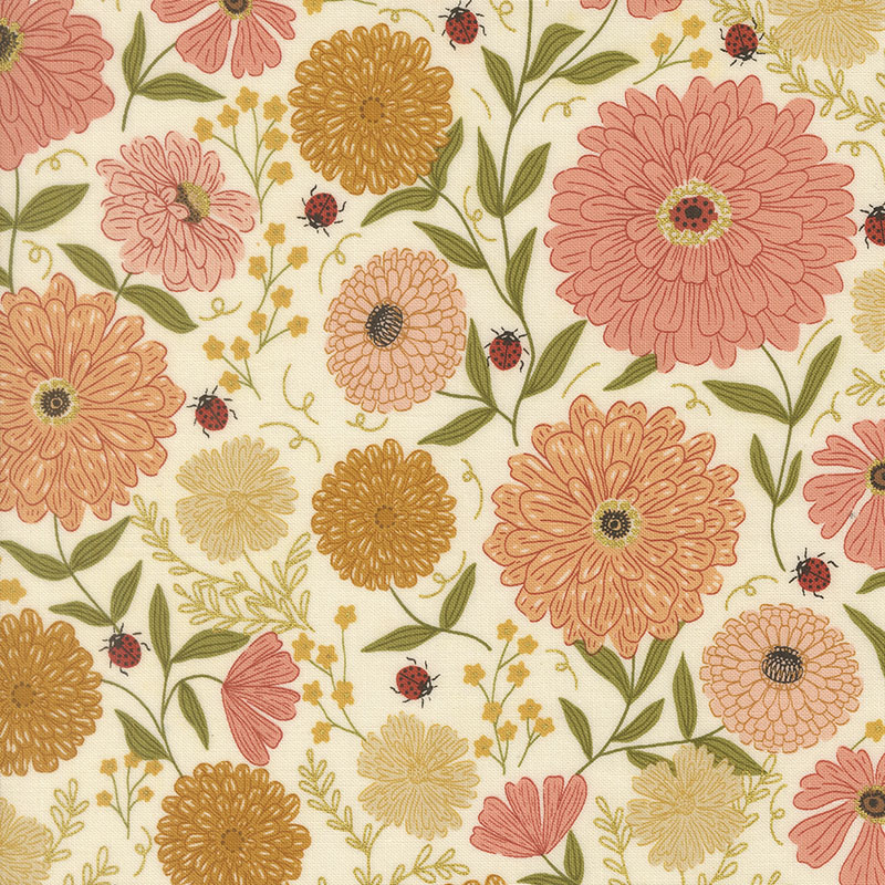 Ladybug Whimsy By Gingiber For Moda - Eggshell