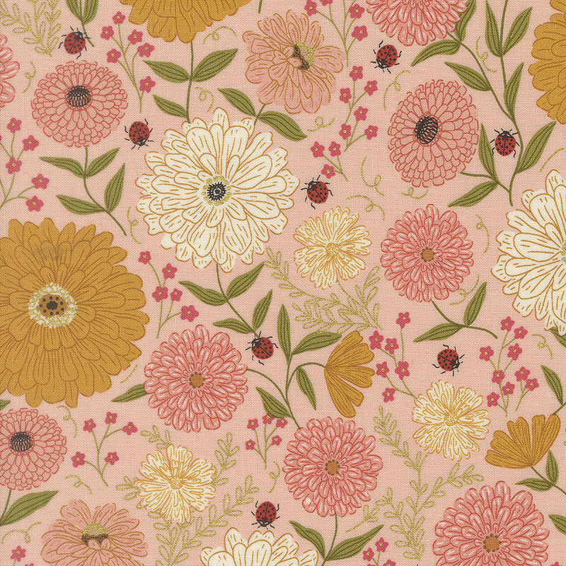 Ladybug Whimsy By Gingiber For Moda - Pretty Pink