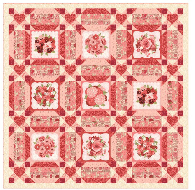 Je Taime - Pure Romance Kit 69" X 69" By Stacy Iest Hsu For Moda