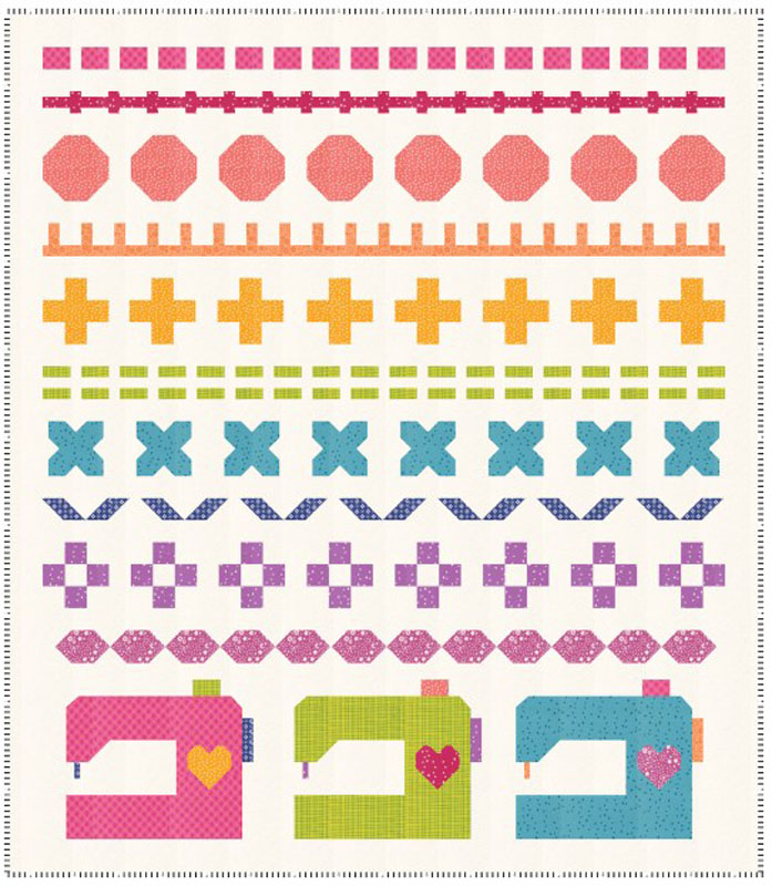 Stitch Work Sampler Quilt Pattern By Branch & Blume For Moda - Multiple Of 3