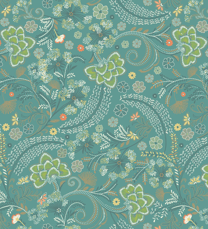 Retro Garden By Benartex - Medium Teal